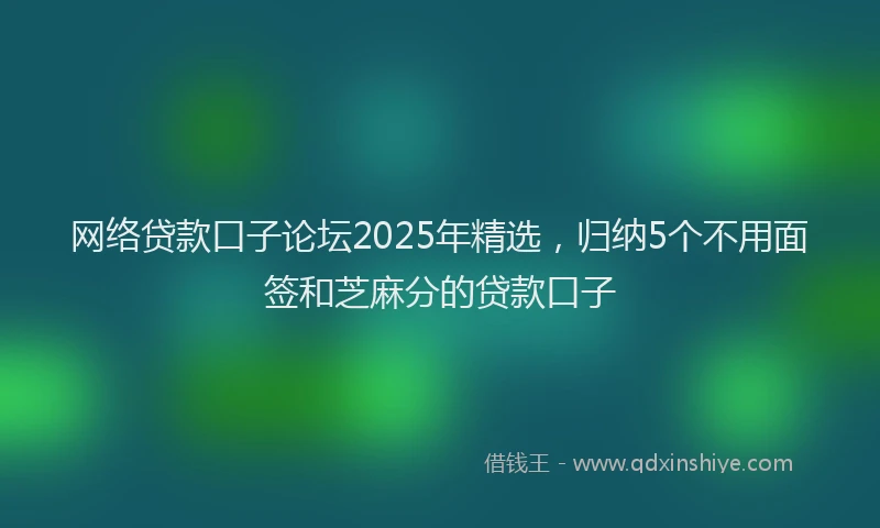 网络贷款口子论坛2025年精选，归纳5个不用面签和芝麻分的贷款口子
