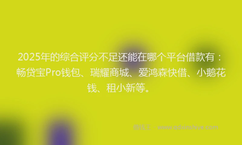 2025年的综合评分不足还能在哪个平台借款有：畅贷宝Pro钱包、瑞耀商城、爱鸿森快借、小鹅花钱、租小新等。
