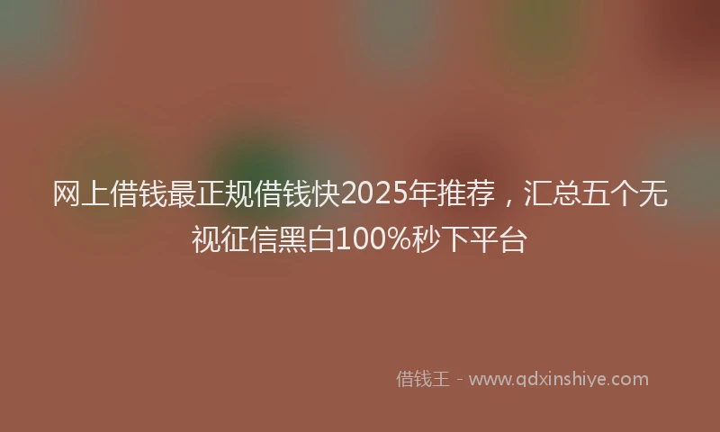 网上借钱最正规借钱快2025年推荐，汇总五个无视征信黑白100%秒下平台