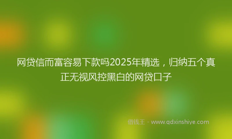 网贷信而富容易下款吗2025年精选，归纳五个真正无视风控黑白的网贷口子