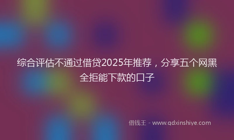 综合评估不通过借贷2025年推荐，分享五个网黑全拒能下款的口子