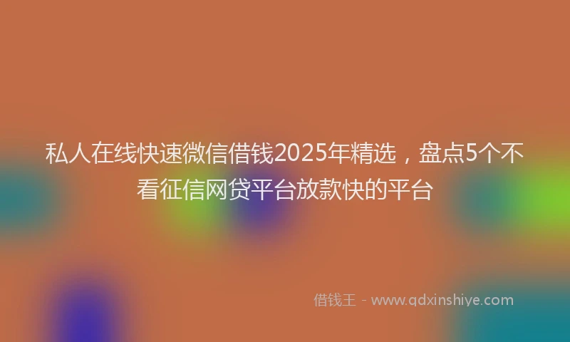 私人在线快速微信借钱2025年精选，盘点5个不看征信网贷平台放款快的平台