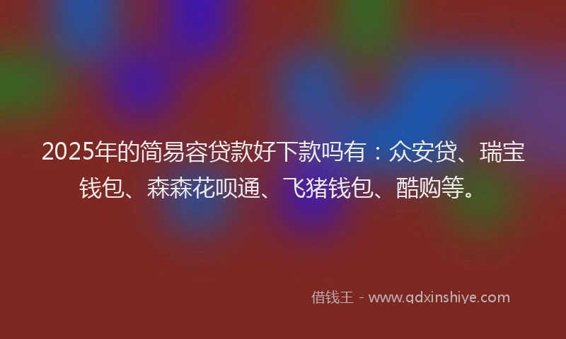 2025年的简易容贷款好下款吗有：众安贷、瑞宝钱包、森森花呗通、飞猪钱包、酷购等。