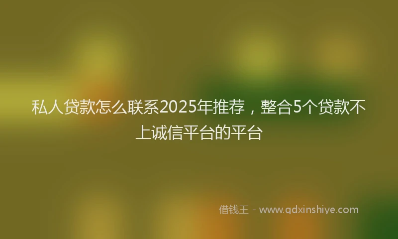 私人贷款怎么联系2025年推荐，整合5个贷款不上诚信平台的平台