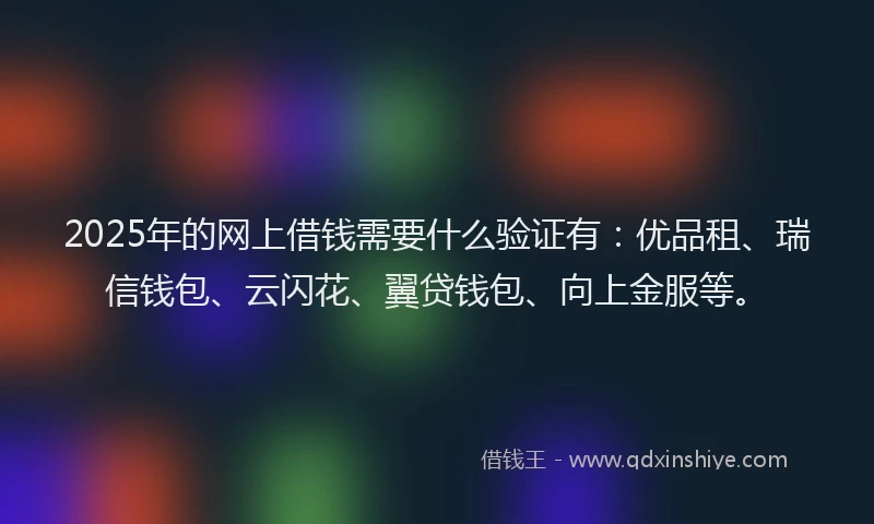 2025年的网上借钱需要什么验证有：优品租、瑞信钱包、云闪花、翼贷钱包、向上金服等。