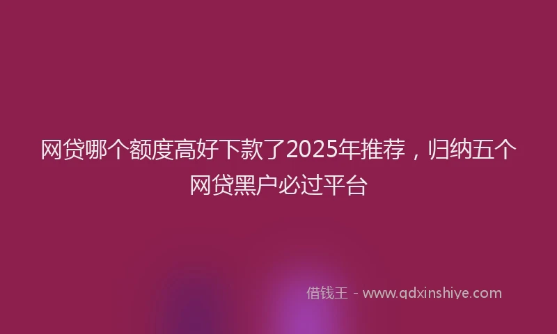 网贷哪个额度高好下款了2025年推荐，归纳五个网贷黑户必过平台