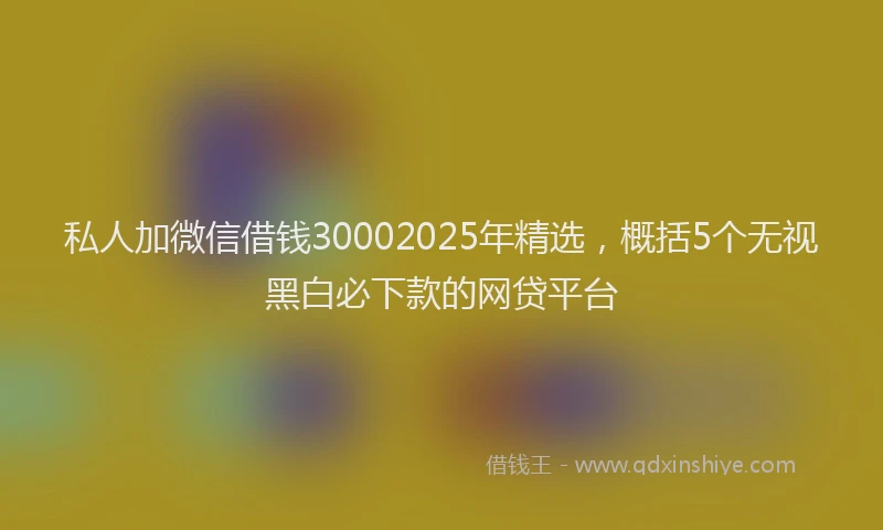 私人加微信借钱30002025年精选，概括5个无视黑白必下款的网贷平台