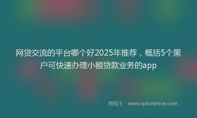 网贷交流的平台哪个好2025年推荐，概括5个黑户可快速办理小额贷款业务的app