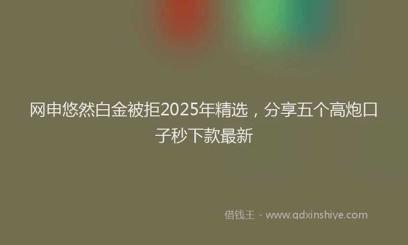 网申悠然白金被拒2025年精选，分享五个高炮口子秒下款最新