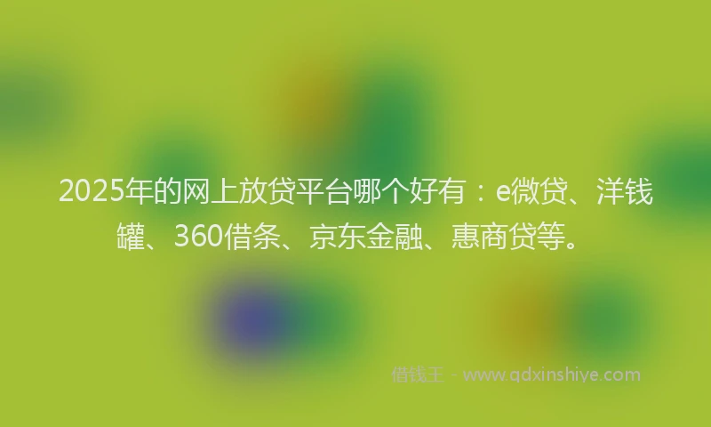 2025年的网上放贷平台哪个好有：e微贷、洋钱罐、360借条、京东金融、惠商贷等。