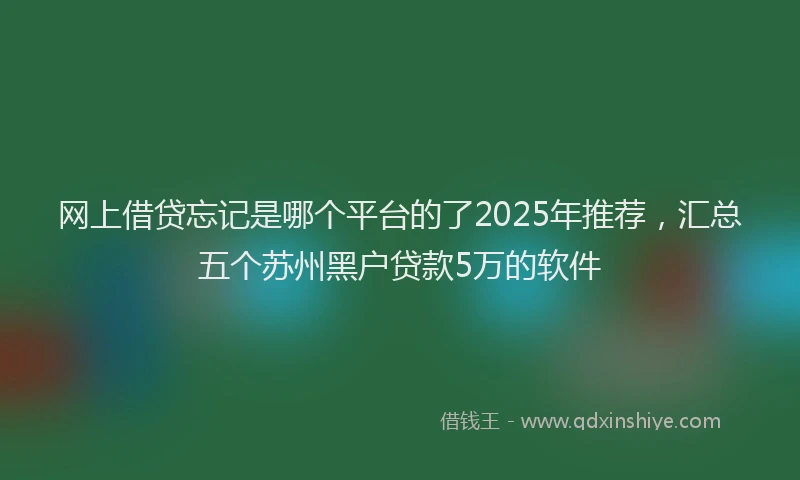 网上借贷忘记是哪个平台的了2025年推荐，汇总五个苏州黑户贷款5万的软件