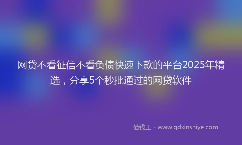 网贷不看征信不看负债快速下款的平台2025年精选，分享5个秒批通过的网贷软件