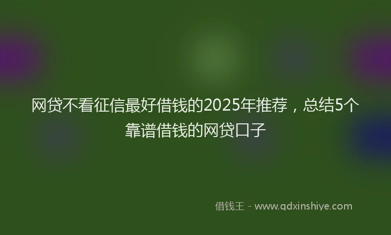 网贷不看征信最好借钱的2025年推荐，总结5个靠谱借钱的网贷口子