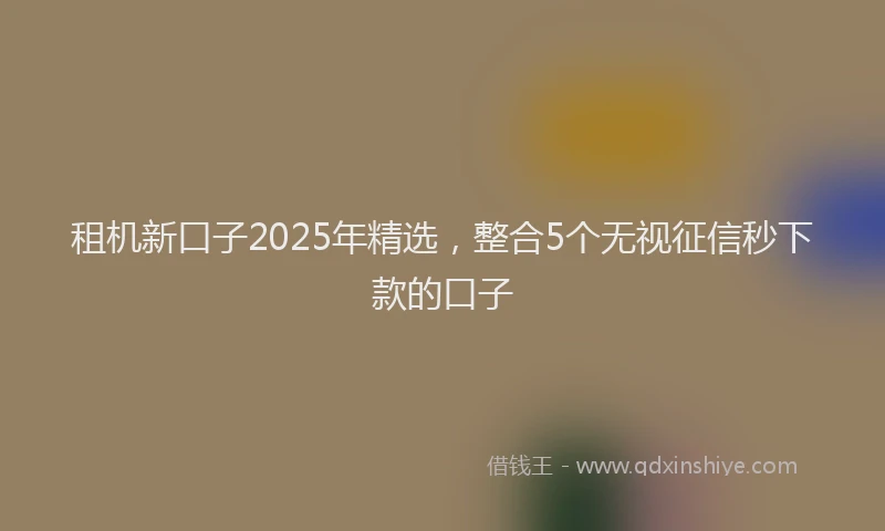 租机新口子2025年精选，整合5个无视征信秒下款的口子