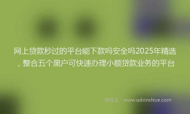 网上贷款秒过的平台能下款吗安全吗2025年精选，整合五个黑户可快速办理小额贷款业务的平台