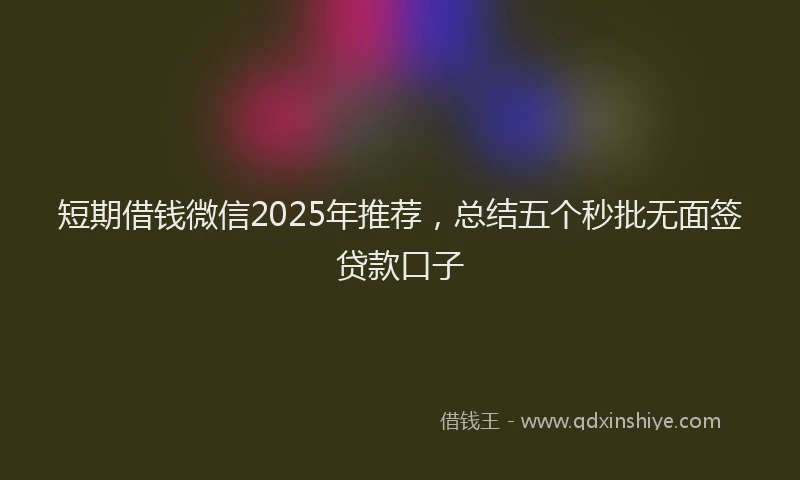 短期借钱微信2025年推荐，总结五个秒批无面签贷款口子