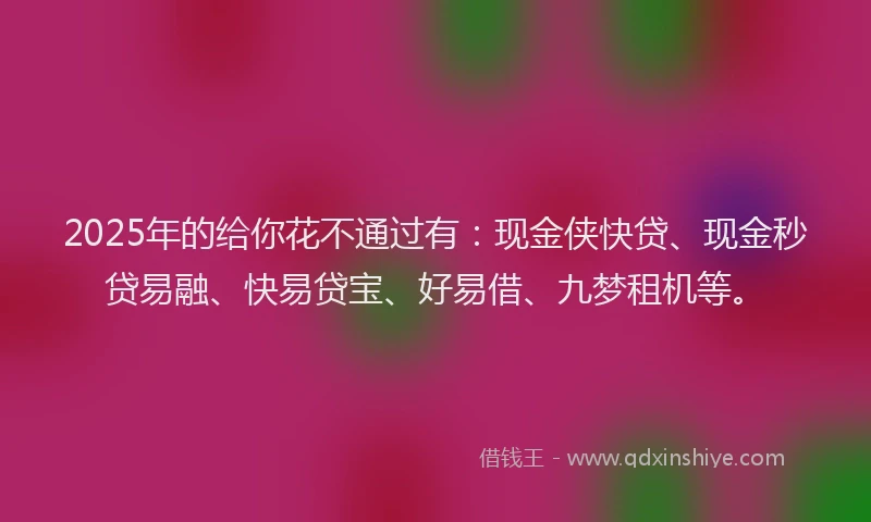 2025年的给你花不通过有：现金侠快贷、现金秒贷易融、快易贷宝、好易借、九梦租机等。