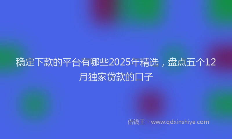 稳定下款的平台有哪些2025年精选，盘点五个12月独家贷款的口子