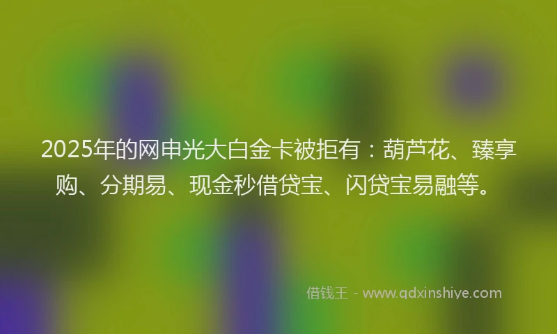 2025年的网申光大白金卡被拒有：葫芦花、臻享购、分期易、现金秒借贷宝、闪贷宝易融等。