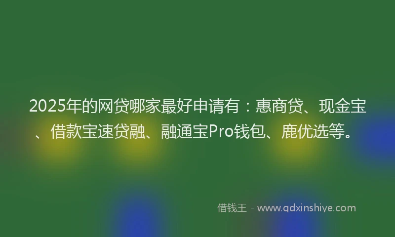 2025年的网贷哪家最好申请有：惠商贷、现金宝、借款宝速贷融、融通宝Pro钱包、鹿优选等。