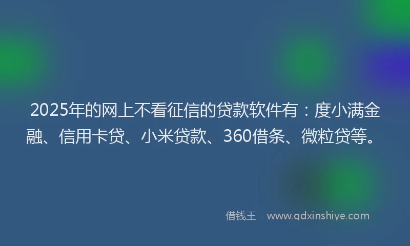 2025年的网上不看征信的贷款软件有：度小满金融、信用卡贷、小米贷款、360借条、微粒贷等。