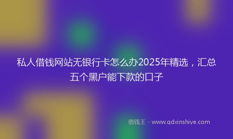 私人借钱网站无银行卡怎么办2025年精选，汇总五个黑户能下款的口子
