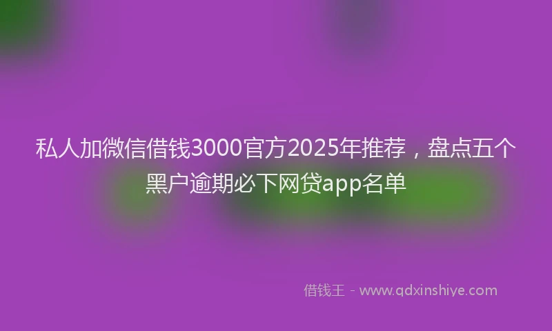 私人加微信借钱3000官方2025年推荐，盘点五个黑户逾期必下网贷app名单