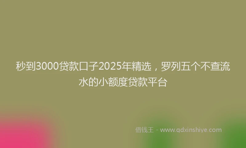 秒到3000贷款口子2025年精选，罗列五个不查流水的小额度贷款平台