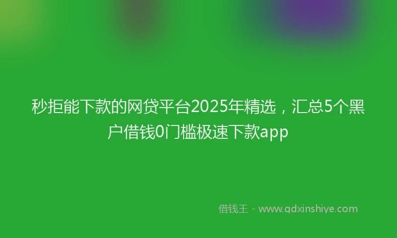 秒拒能下款的网贷平台2025年精选，汇总5个黑户借钱0门槛极速下款app
