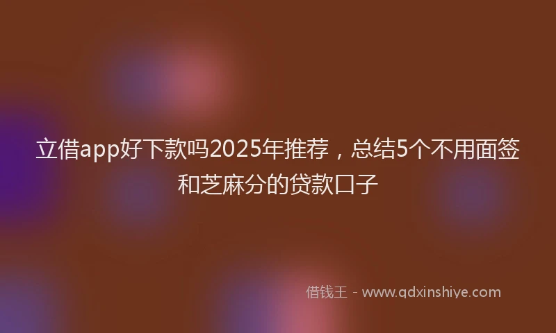 立借app好下款吗2025年推荐，总结5个不用面签和芝麻分的贷款口子