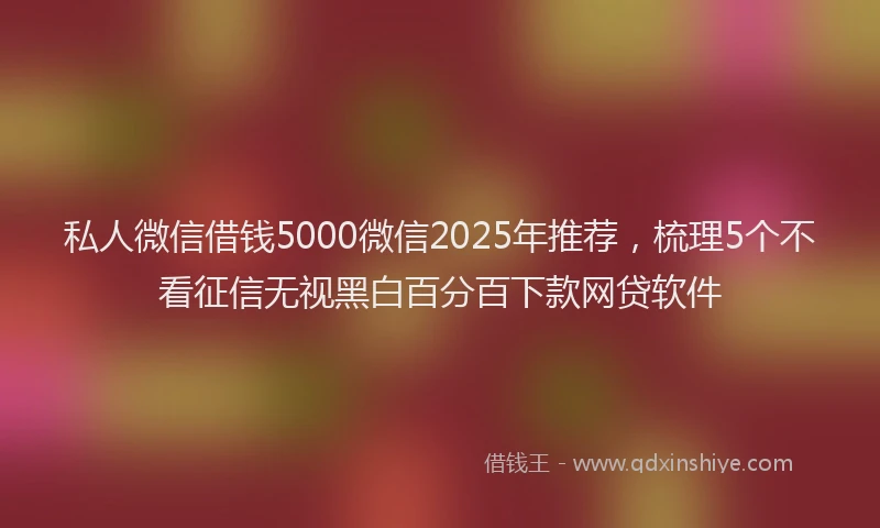 私人微信借钱5000微信2025年推荐，梳理5个不看征信无视黑白百分百下款网贷软件