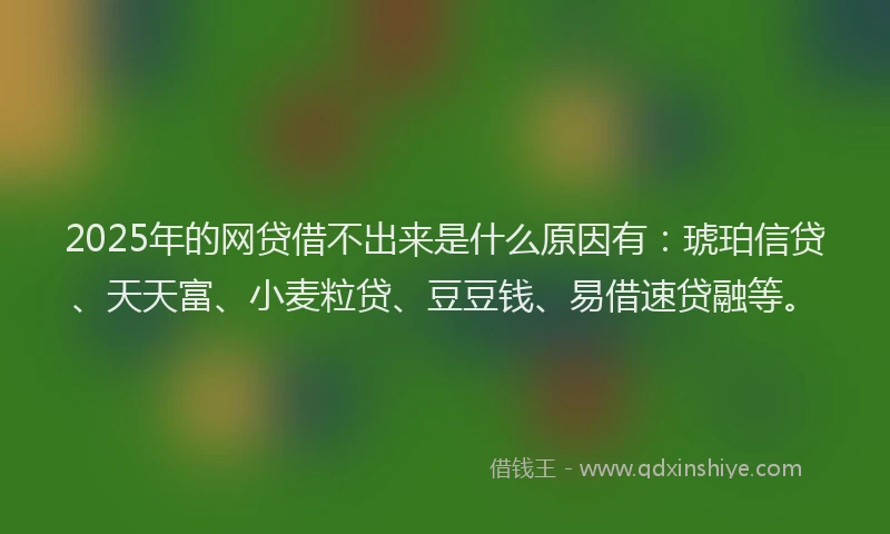 2025年的网贷借不出来是什么原因有：琥珀信贷、天天富、小麦粒贷、豆豆钱、易借速贷融等。