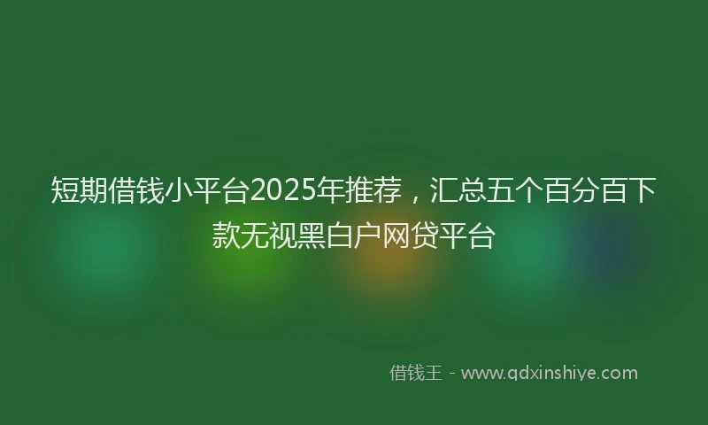 短期借钱小平台2025年推荐，汇总五个百分百下款无视黑白户网贷平台