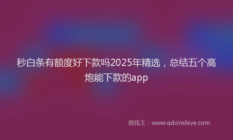 秒白条有额度好下款吗2025年精选，总结五个高炮能下款的app