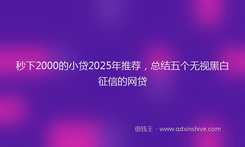 秒下2000的小贷2025年推荐，总结五个无视黑白征信的网贷