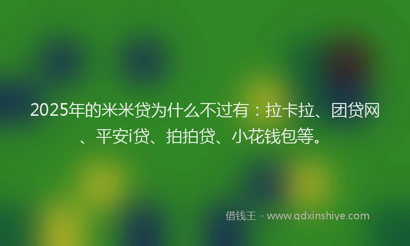 2025年的米米贷为什么不过有：拉卡拉、团贷网、平安i贷、拍拍贷、小花钱包等。