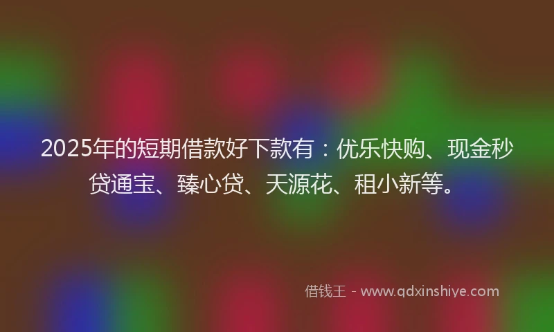 2025年的短期借款好下款有：优乐快购、现金秒贷通宝、臻心贷、天源花、租小新等。