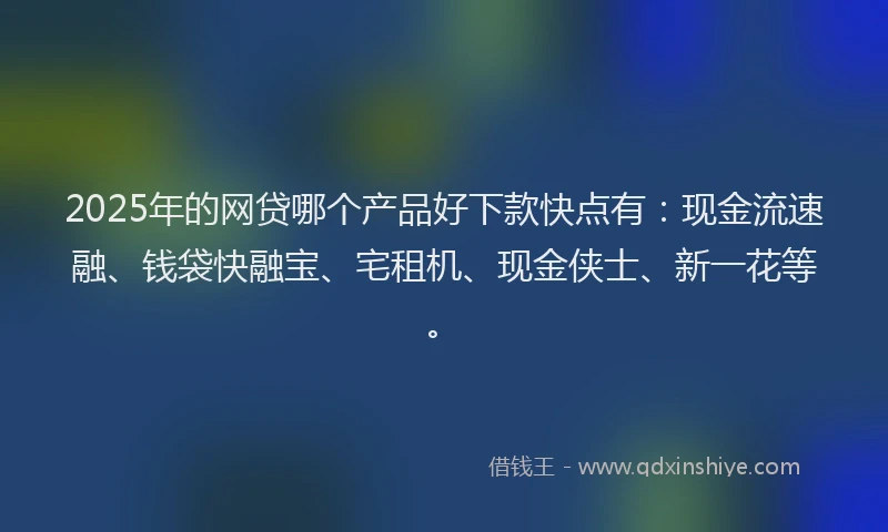 2025年的网贷哪个产品好下款快点有：现金流速融、钱袋快融宝、宅租机、现金侠士、新一花等。