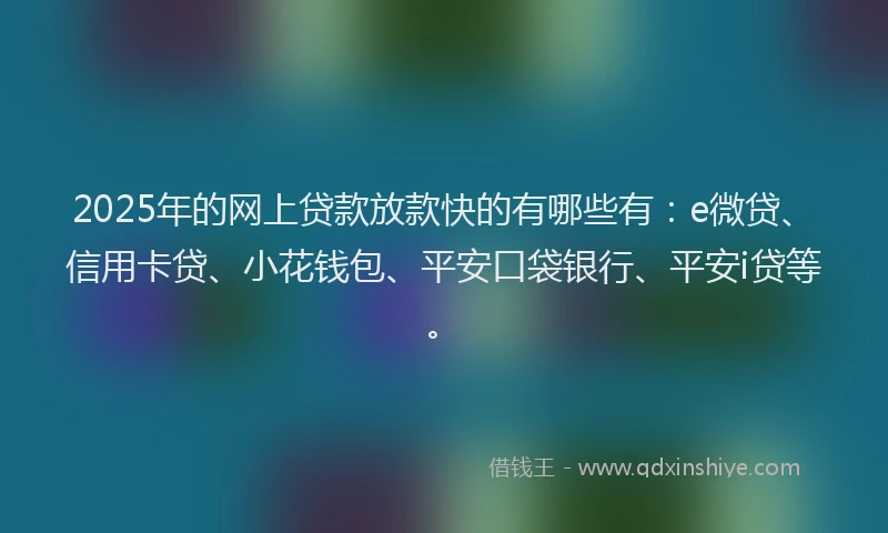 2025年的网上贷款放款快的有哪些有：e微贷、信用卡贷、小花钱包、平安口袋银行、平安i贷等。