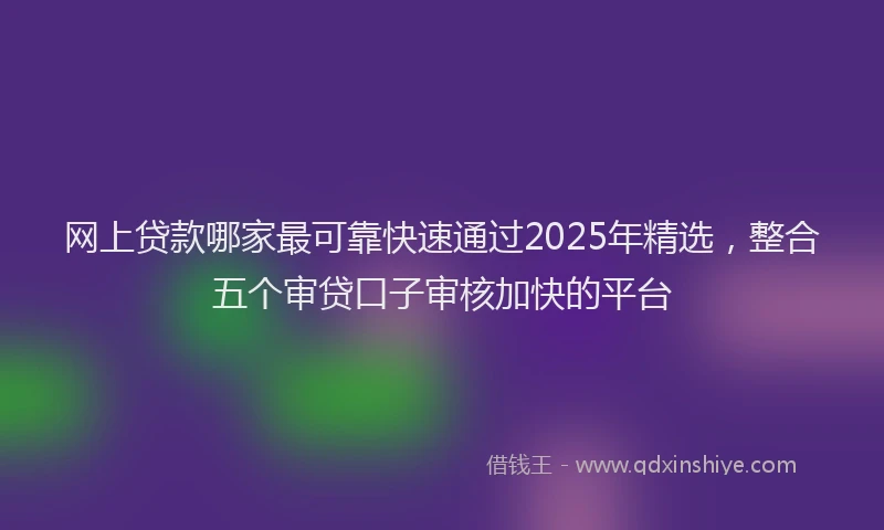 网上贷款哪家最可靠快速通过2025年精选，整合五个审贷口子审核加快的平台