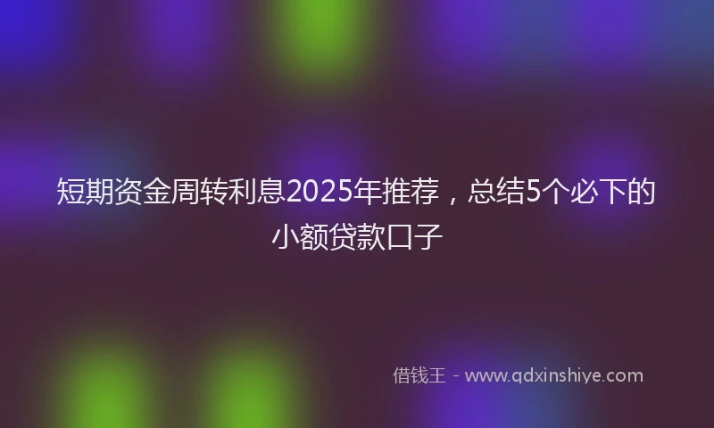 短期资金周转利息2025年推荐，总结5个必下的小额贷款口子