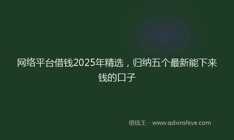 网络平台借钱2025年精选，归纳五个最新能下来钱的口子