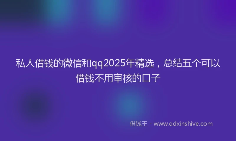 私人借钱的微信和qq2025年精选，总结五个可以借钱不用审核的口子