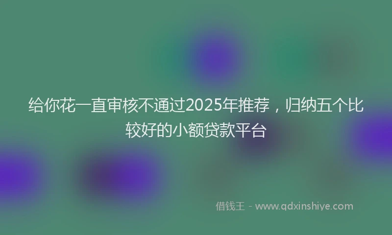 给你花一直审核不通过2025年推荐，归纳五个比较好的小额贷款平台