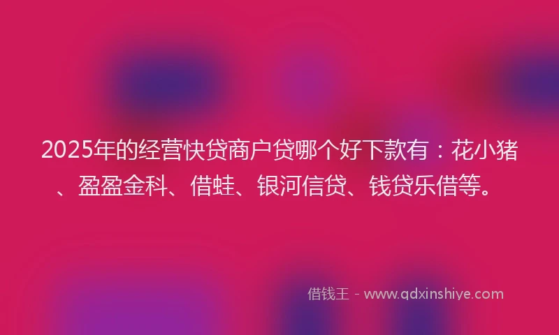 2025年的经营快贷商户贷哪个好下款有：花小猪、盈盈金科、借蛙、银河信贷、钱贷乐借等。