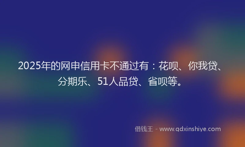 2025年的网申信用卡不通过有：花呗、你我贷、分期乐、51人品贷、省呗等。
