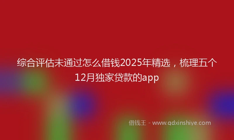 综合评估未通过怎么借钱2025年精选，梳理五个12月独家贷款的app