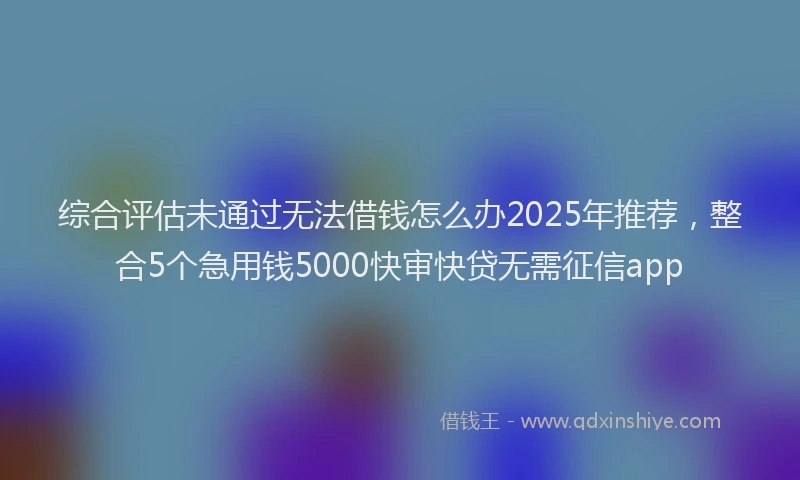 综合评估未通过无法借钱怎么办2025年推荐，整合5个急用钱5000快审快贷无需征信app