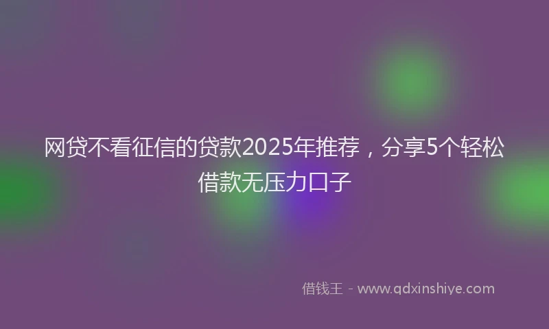 网贷不看征信的贷款2025年推荐，分享5个轻松借款无压力口子