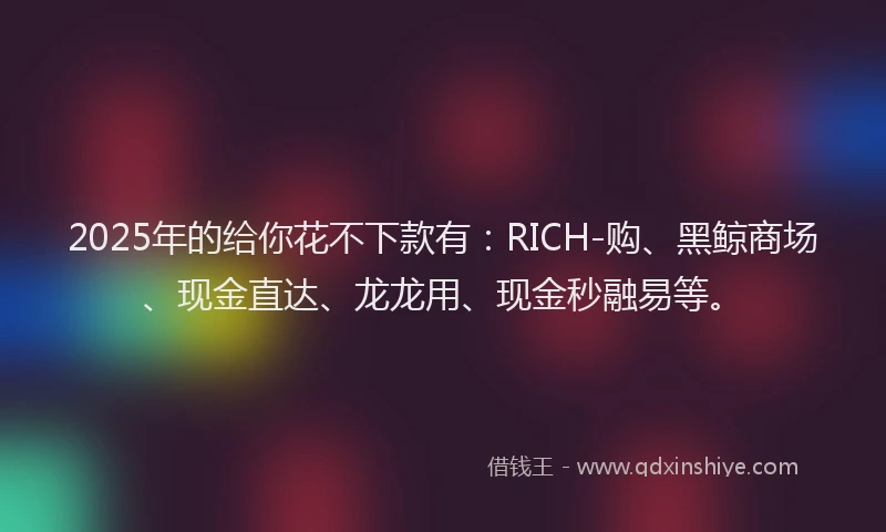 2025年的给你花不下款有：RICH-购、黑鲸商场、现金直达、龙龙用、现金秒融易等。